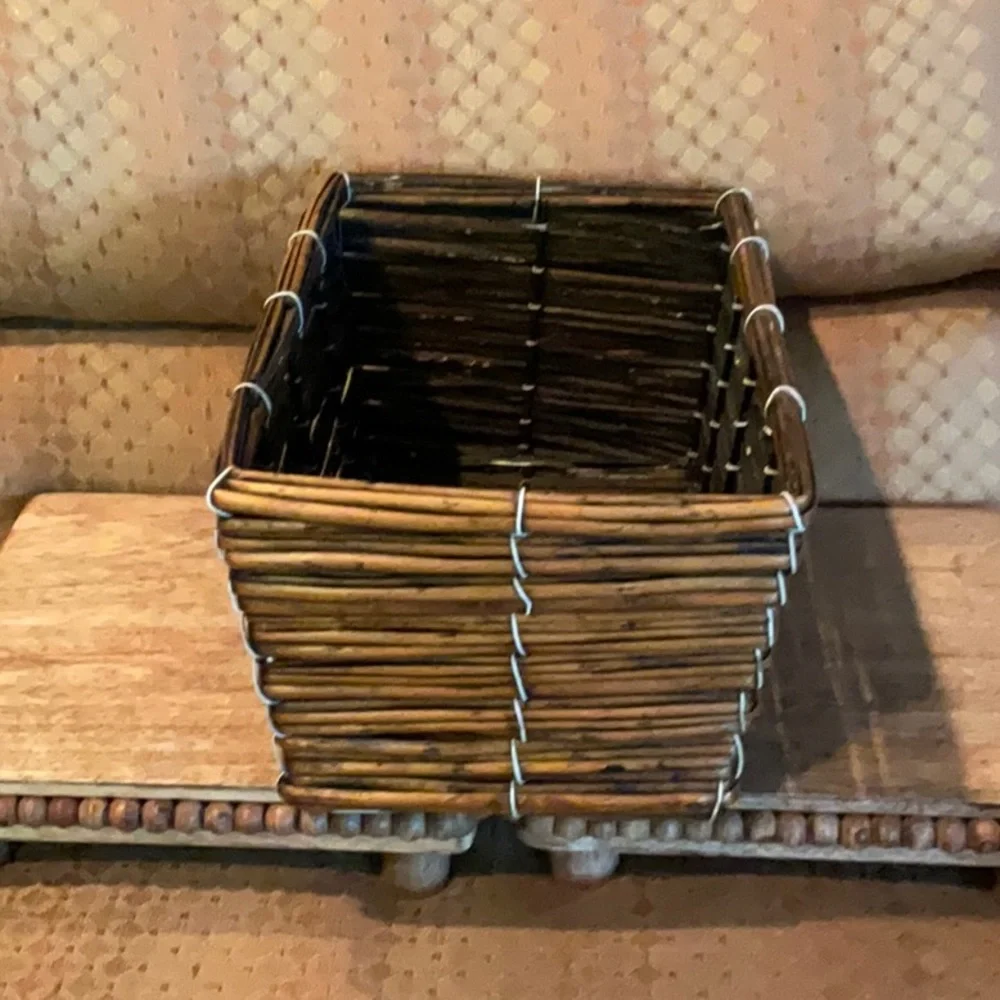 Wicker Basket, Rectangular, Catchall basket, Boho chic